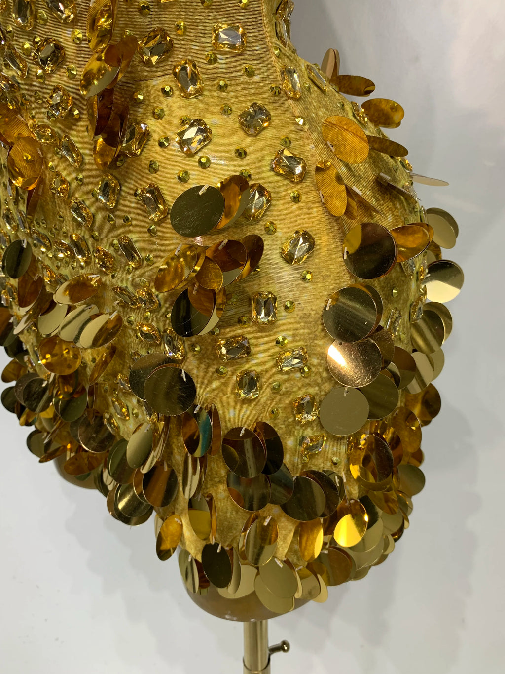 Gold Rhinestone Sequins Mini Dress