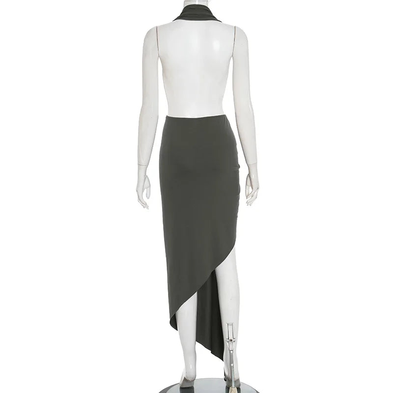 Lyla Ruched V-Neck Backless Dress