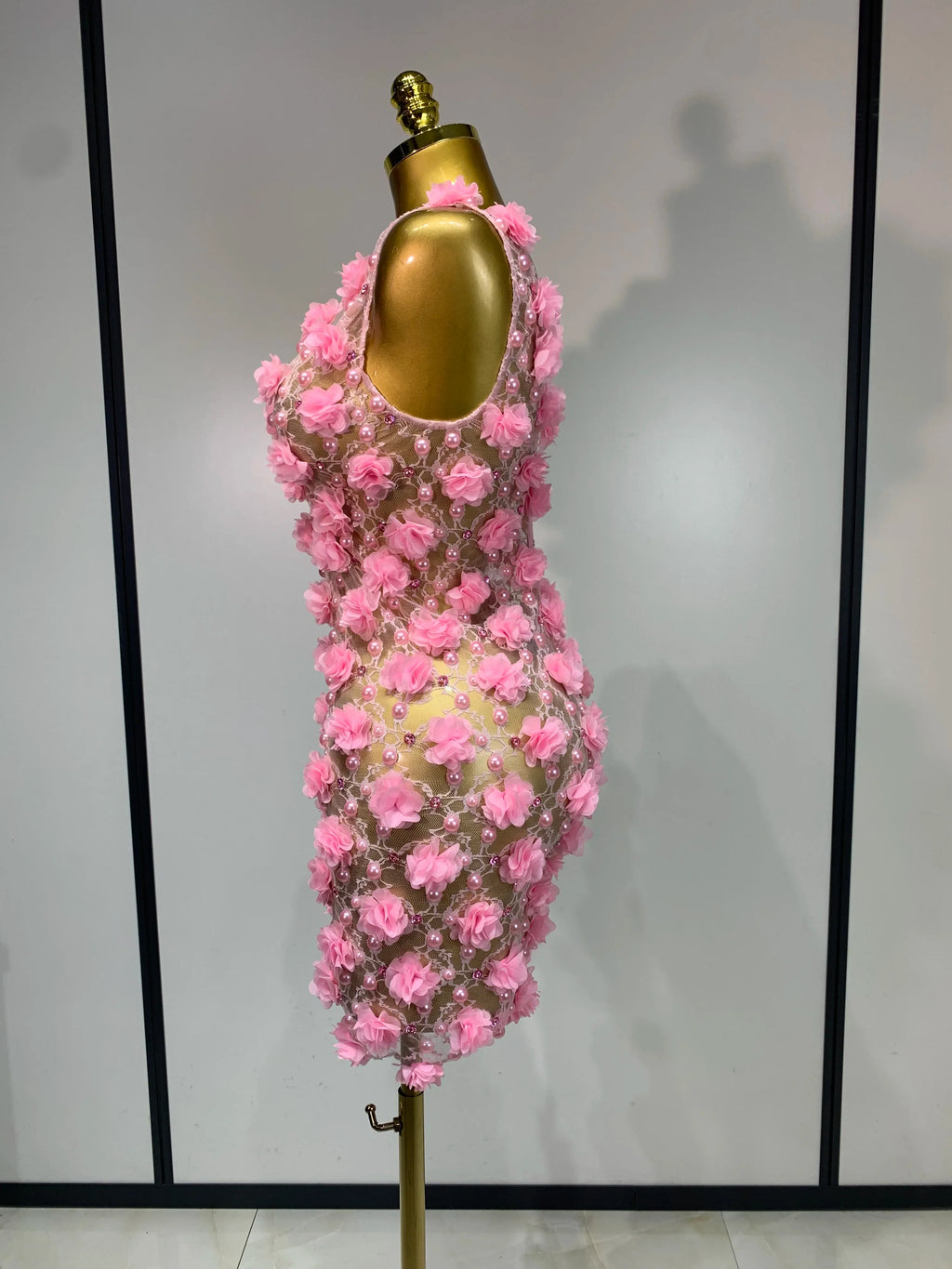Flower Pearls Mini Dress