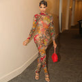 Oriental Backless Mesh Jumpsuit