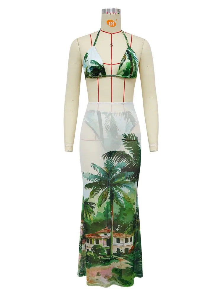 Lola Mesh Skirt + Bikini Set White