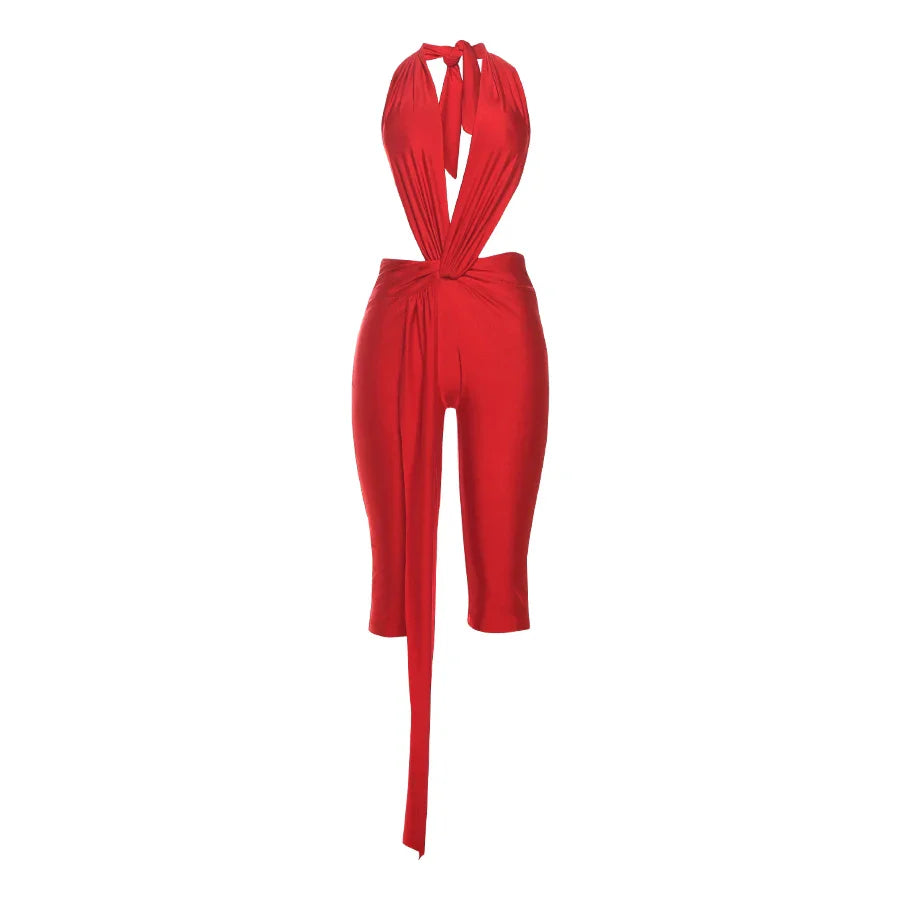 Ribbon Backless Romper
