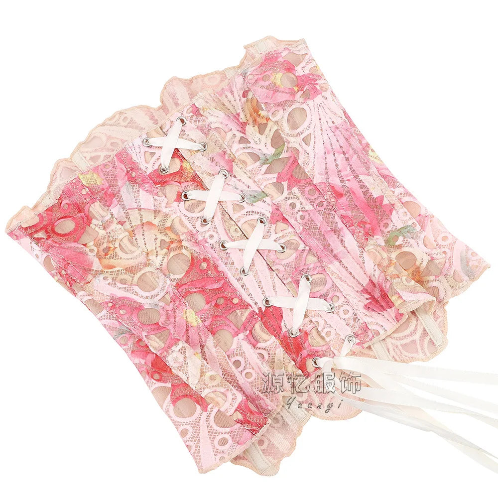Pink Corset Satin Skirt Set