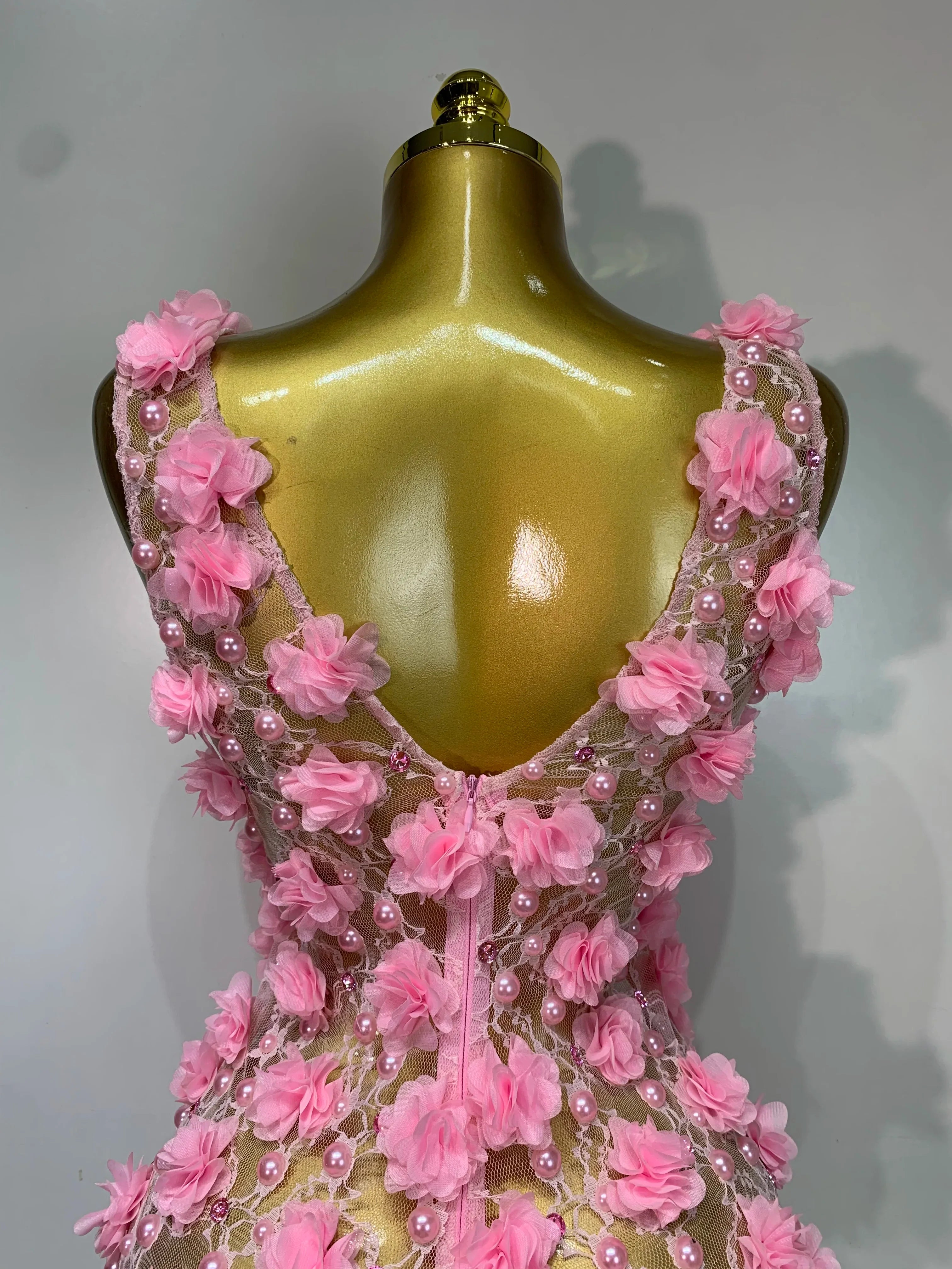Flower Pearls Mini Dress
