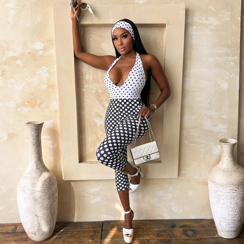 Polka Dot Halter Jumpsuit