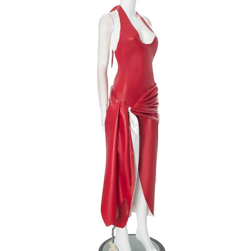 Tiana Pleated Leather Dress