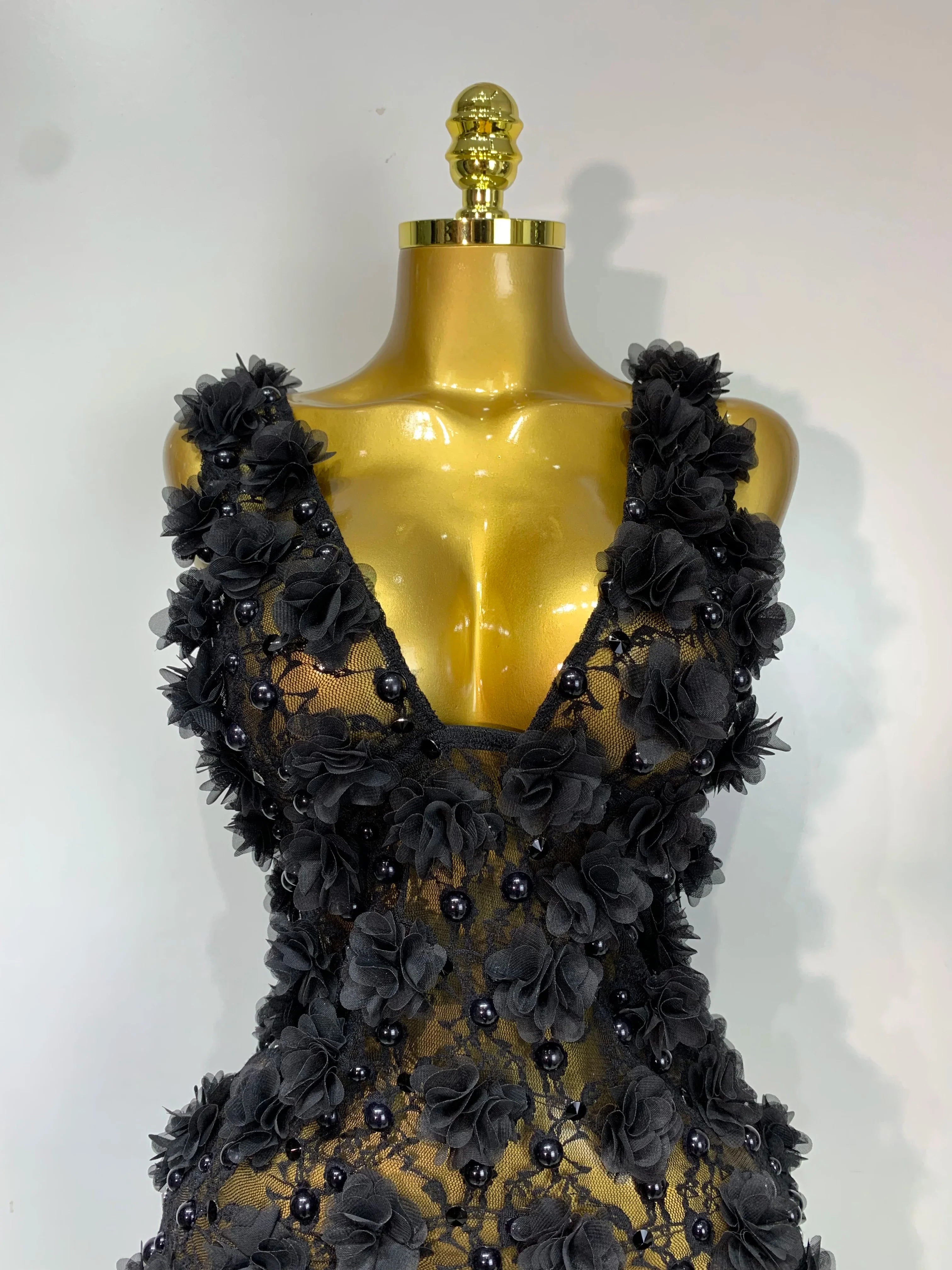 Flower Pearls Mini Dress