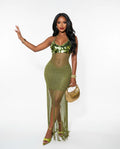Sequined Knitted Fringe Maxi Dress