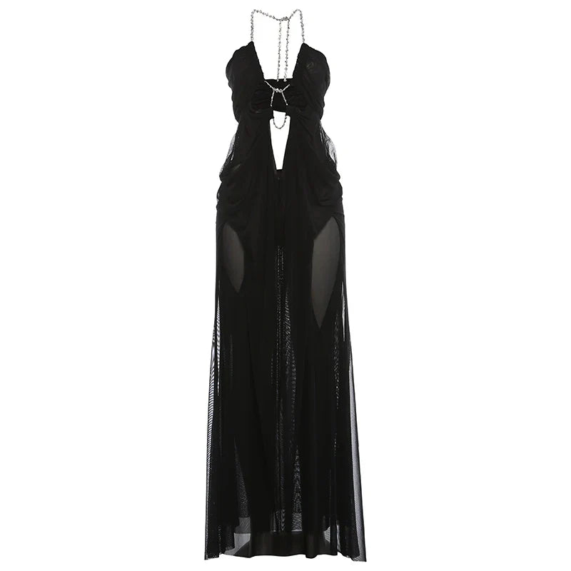 Olivia Ruched Maxi Dress black