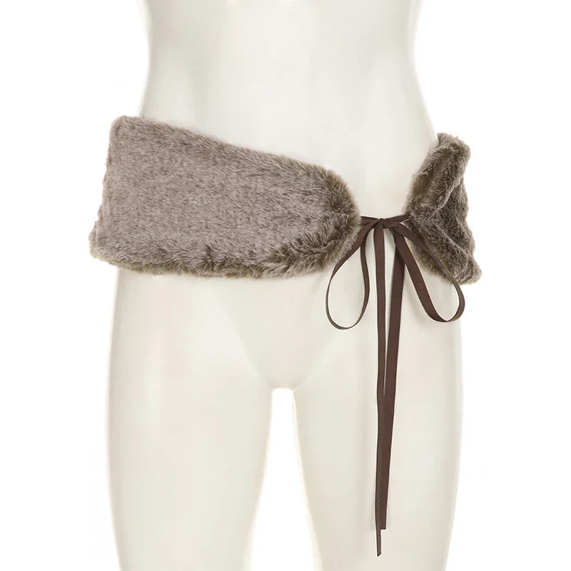 Vintage Furry Belt light brown 90cm