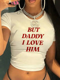 I Love Him Crop Top White