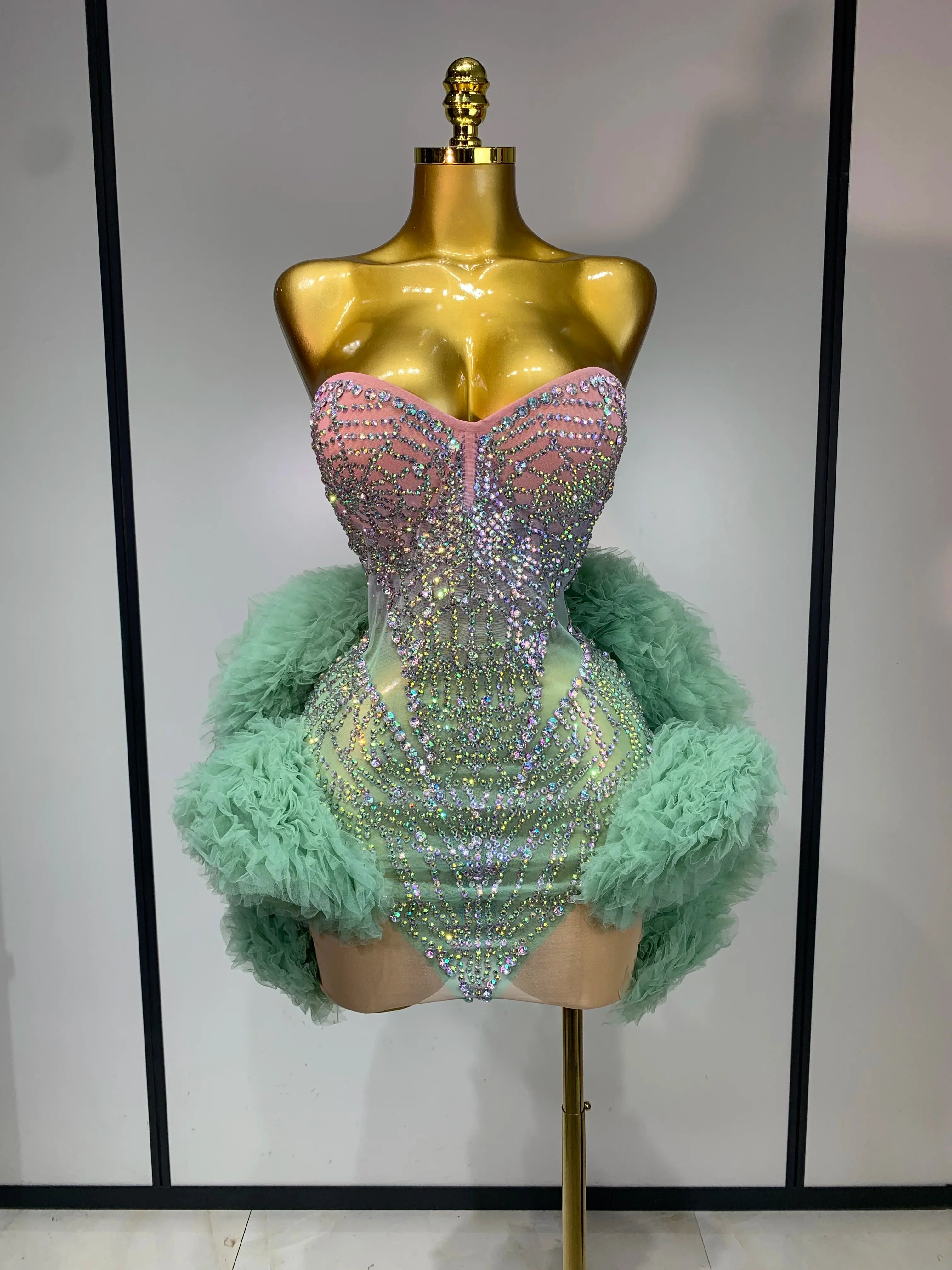 Green Luxe Mesh Dress