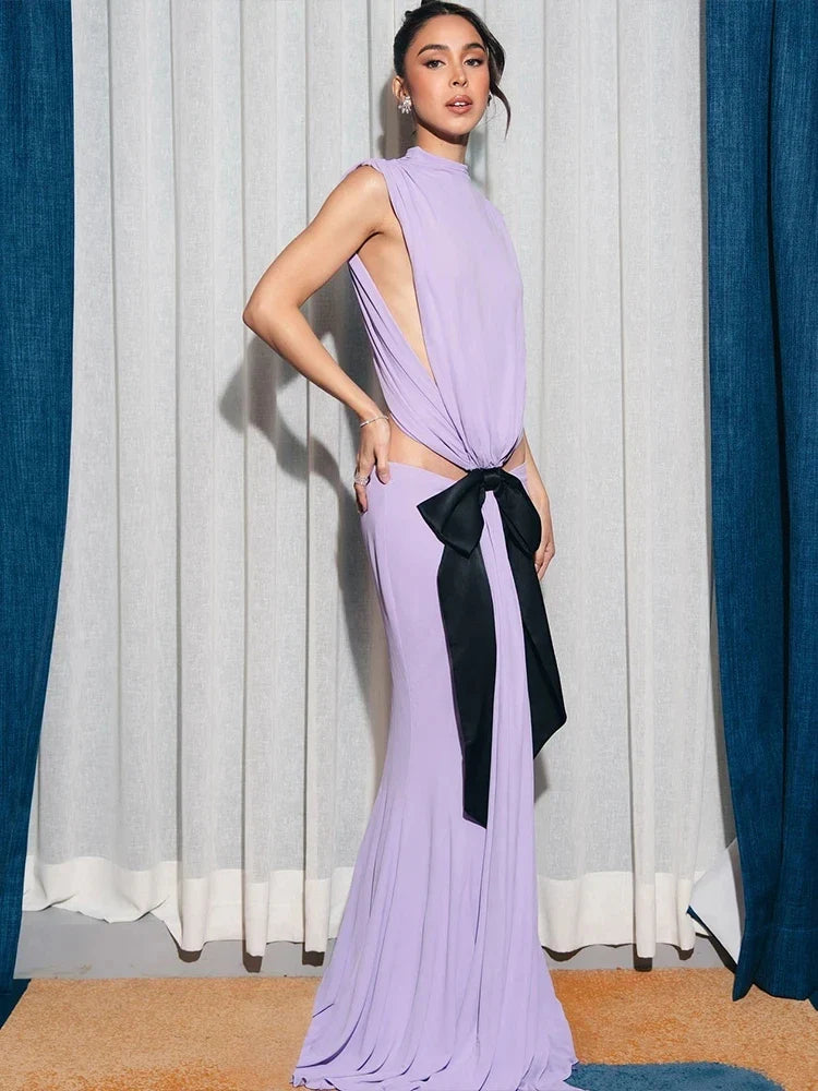 Bow Backless Maxi Dress