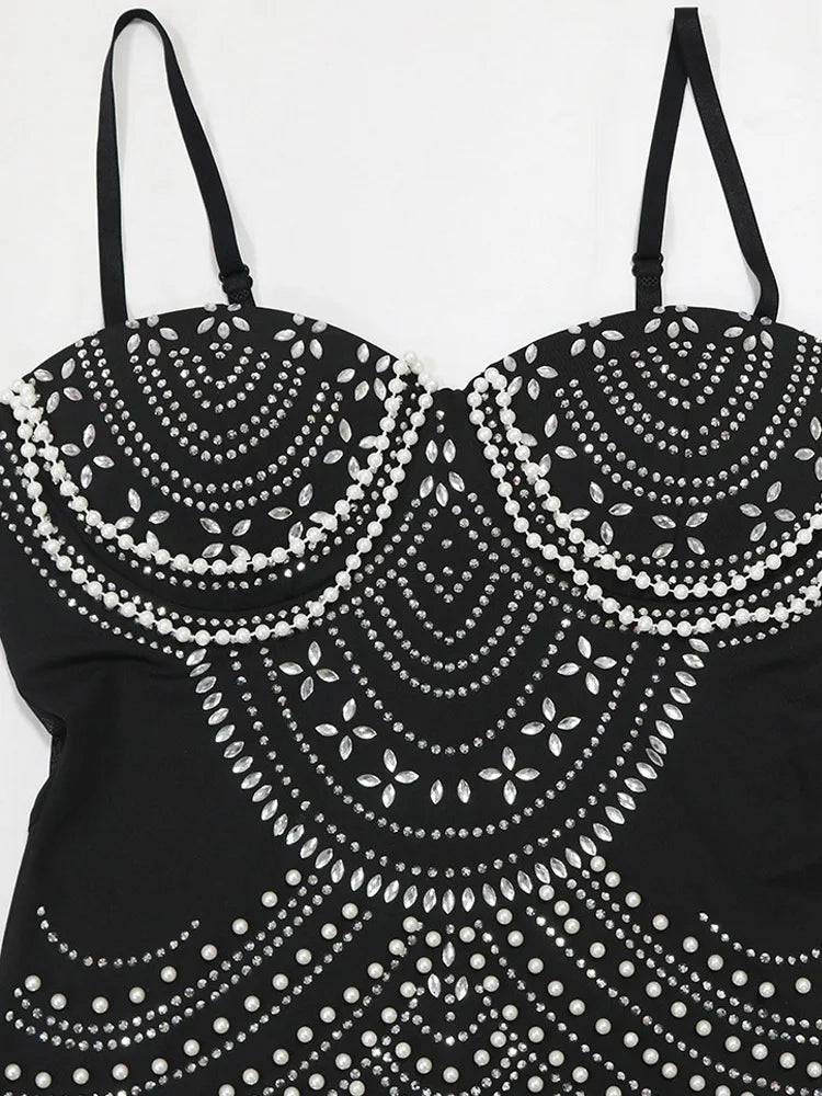 A Pearl Rhinestone Maxi Dress