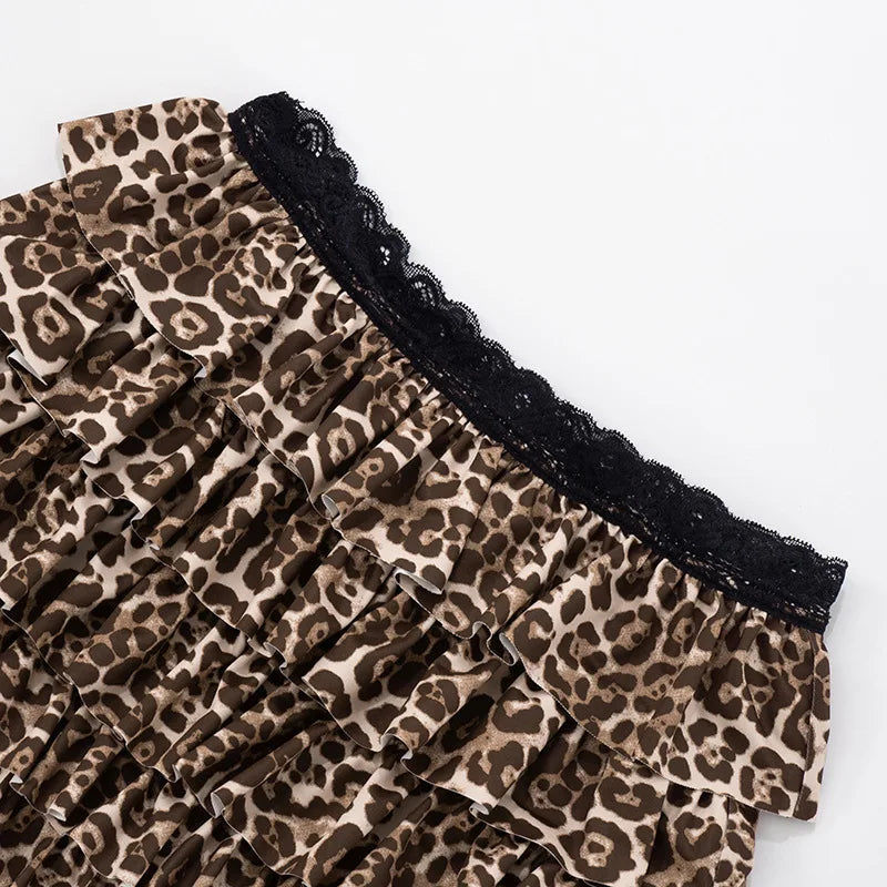 Leopard Tiered Ruffle Skirt Set