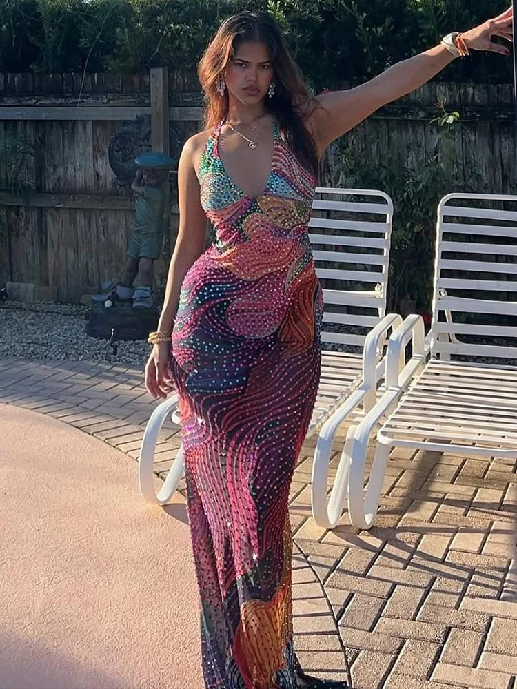 Colorful V-Neck Dress