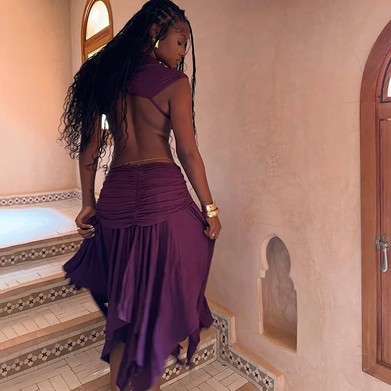 Twist-Front Cutout Maxi Dress