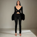 Faux Fur Bell Sleeve Jumpsuit