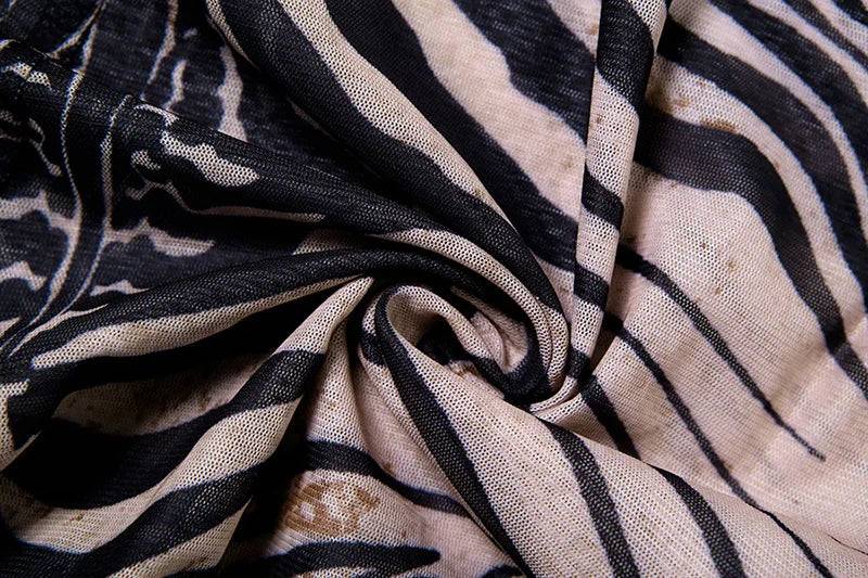 Zebra Print Mesh Jumpsuit