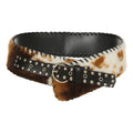 Cow Leather Fur Belt White