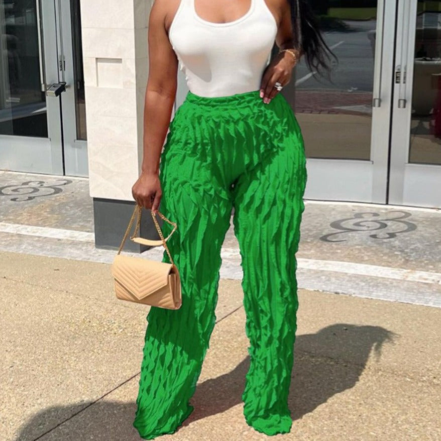 Autumn Ruffles Pants Green