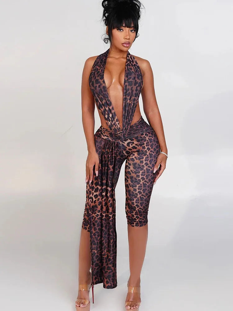 Ribbon Backless Romper Dark Brown