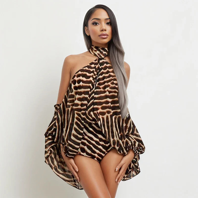 Animal Print Dress and Shorts Set