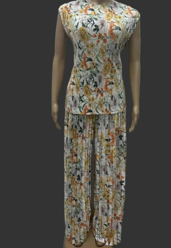 Sonya Floral Pleated Pants Set