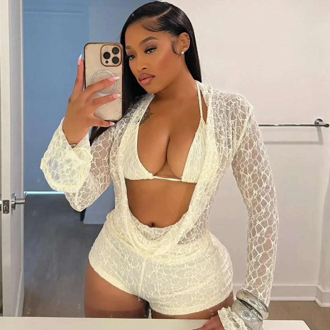 Lace Flare Sleeve 3 Piece Set
