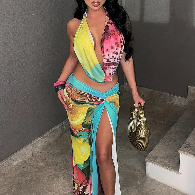 Emelia High Slit Skirt Set