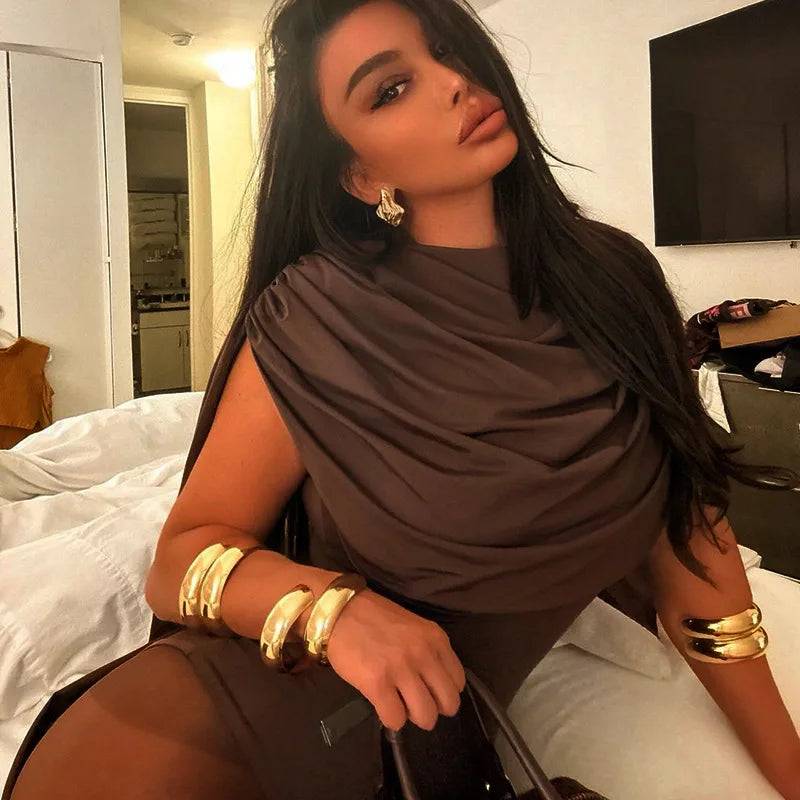 Chic Swing Collar Bodysuit Jumpsuit
