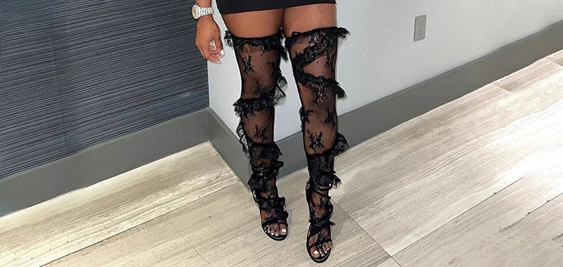 Lace Ruffles Tassel Dress Set