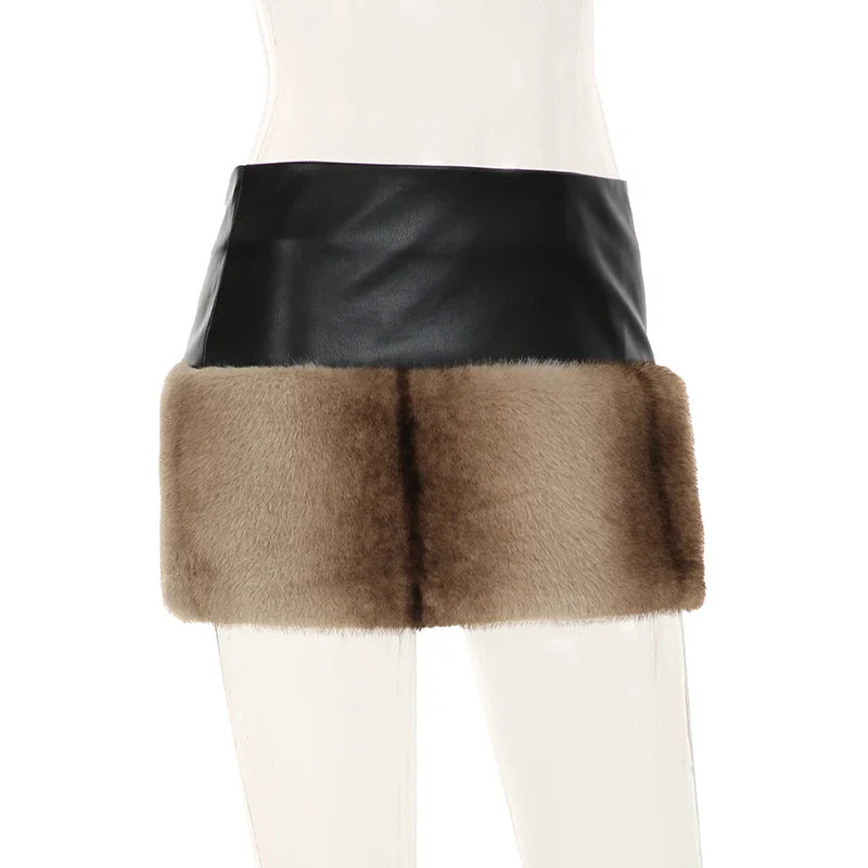 Tie Dye Furry Leather Mini Skirt