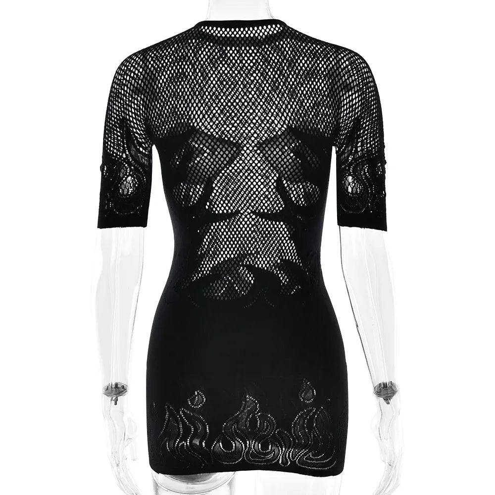 Flaming Hot Mesh Mini Dress