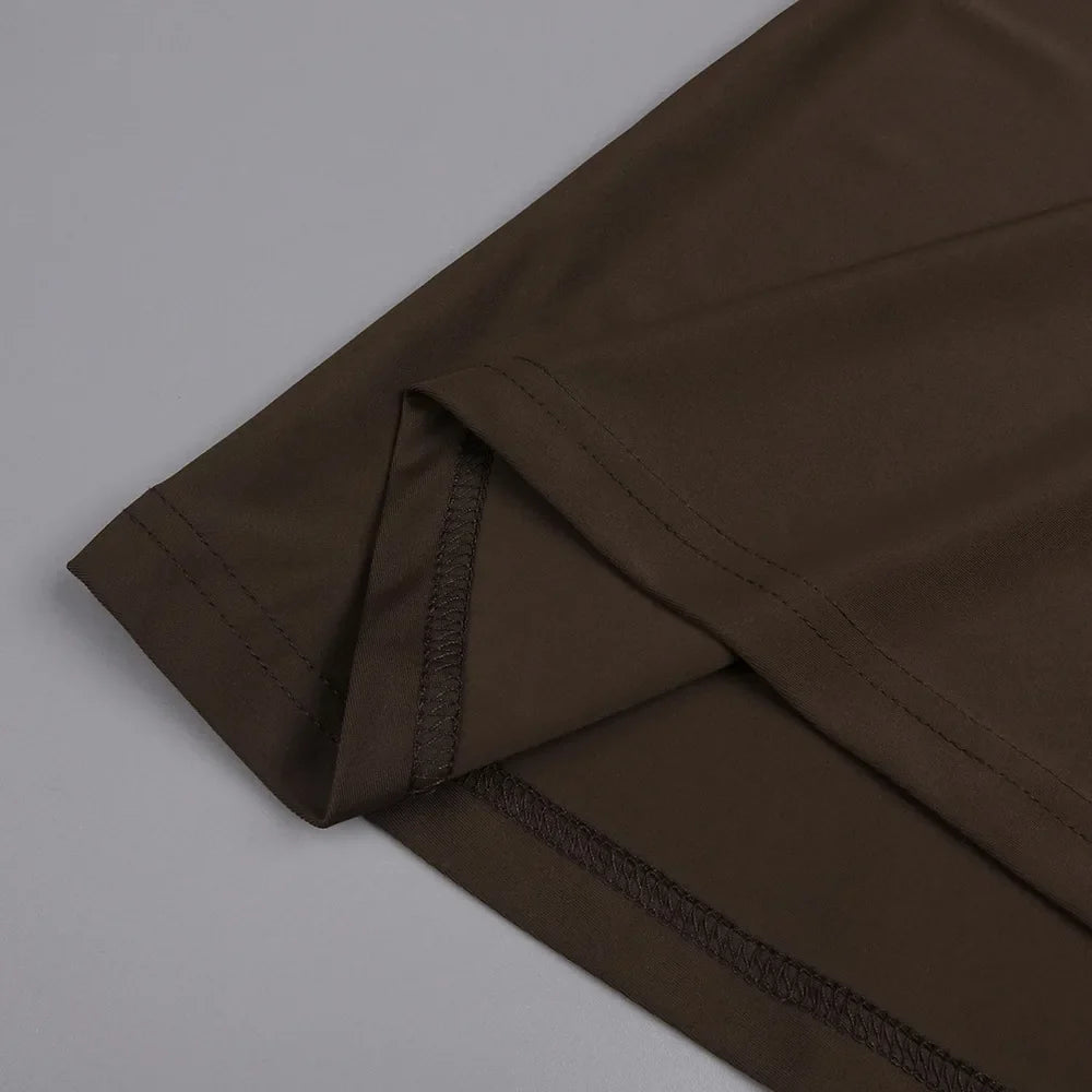 Brown Ruched Maxi Dress