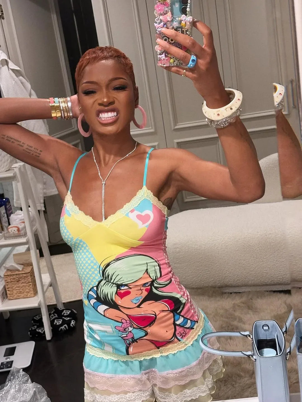 Cartoon Print Mini Dress