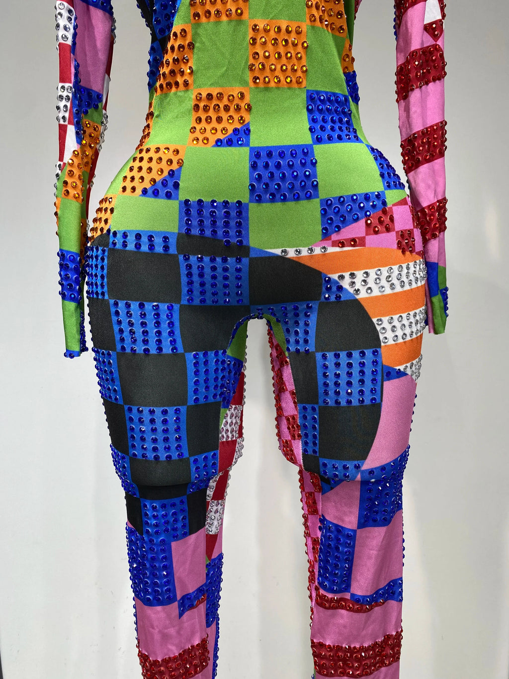 Colorful Print Rhinestone Jumpsuit