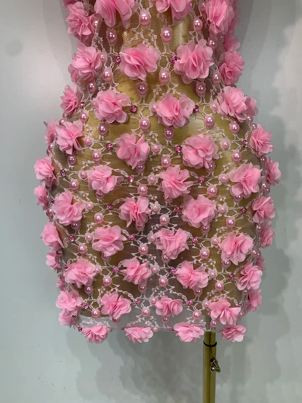 Flower Pearls Mini Dress
