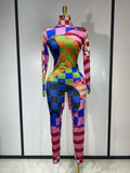 Colorful Print Rhinestone Jumpsuit MULTI