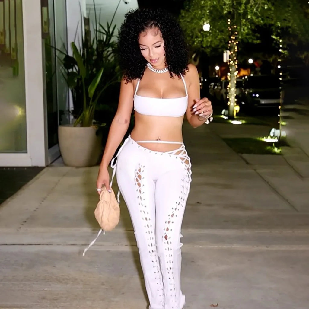 Iris Lace Up Pants Set