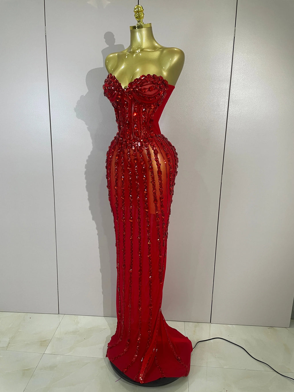 Red Fairy Mesh Maxi Dress