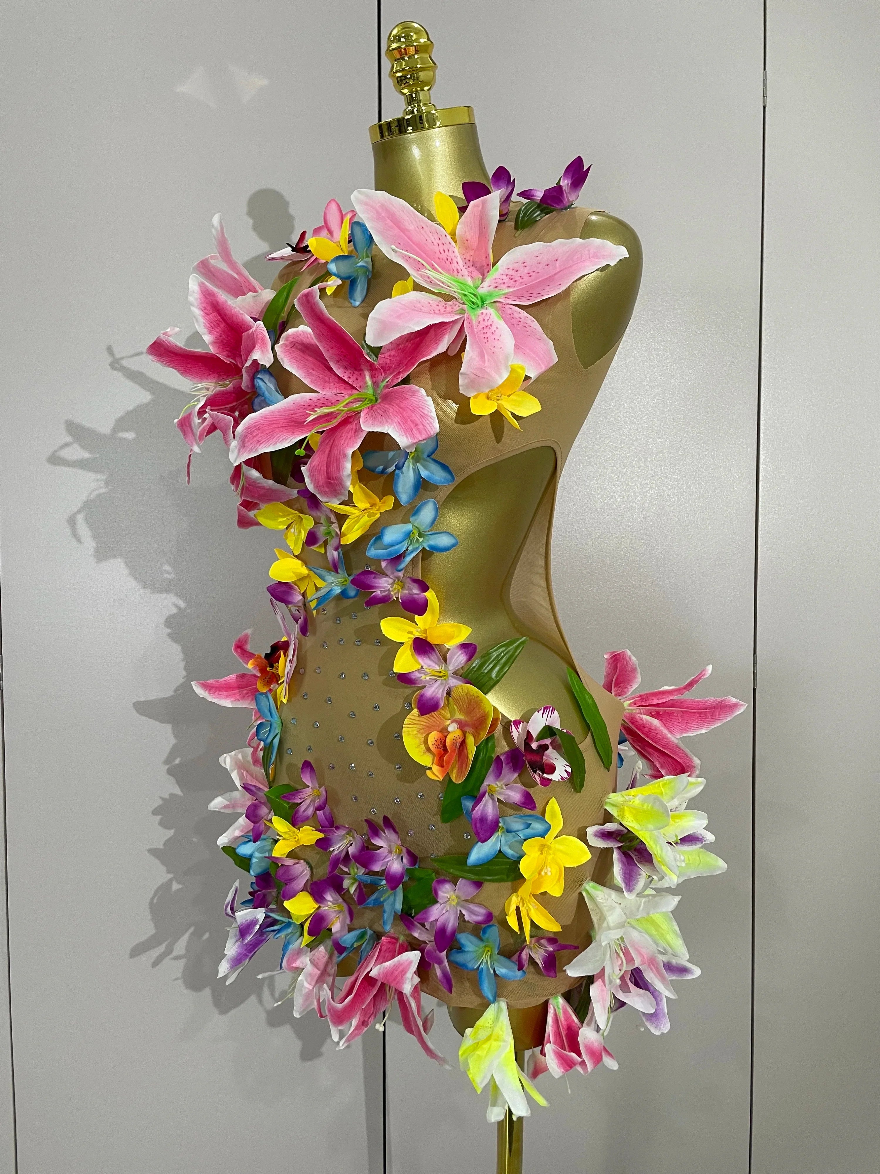 Flowers Mesh Mini Dress