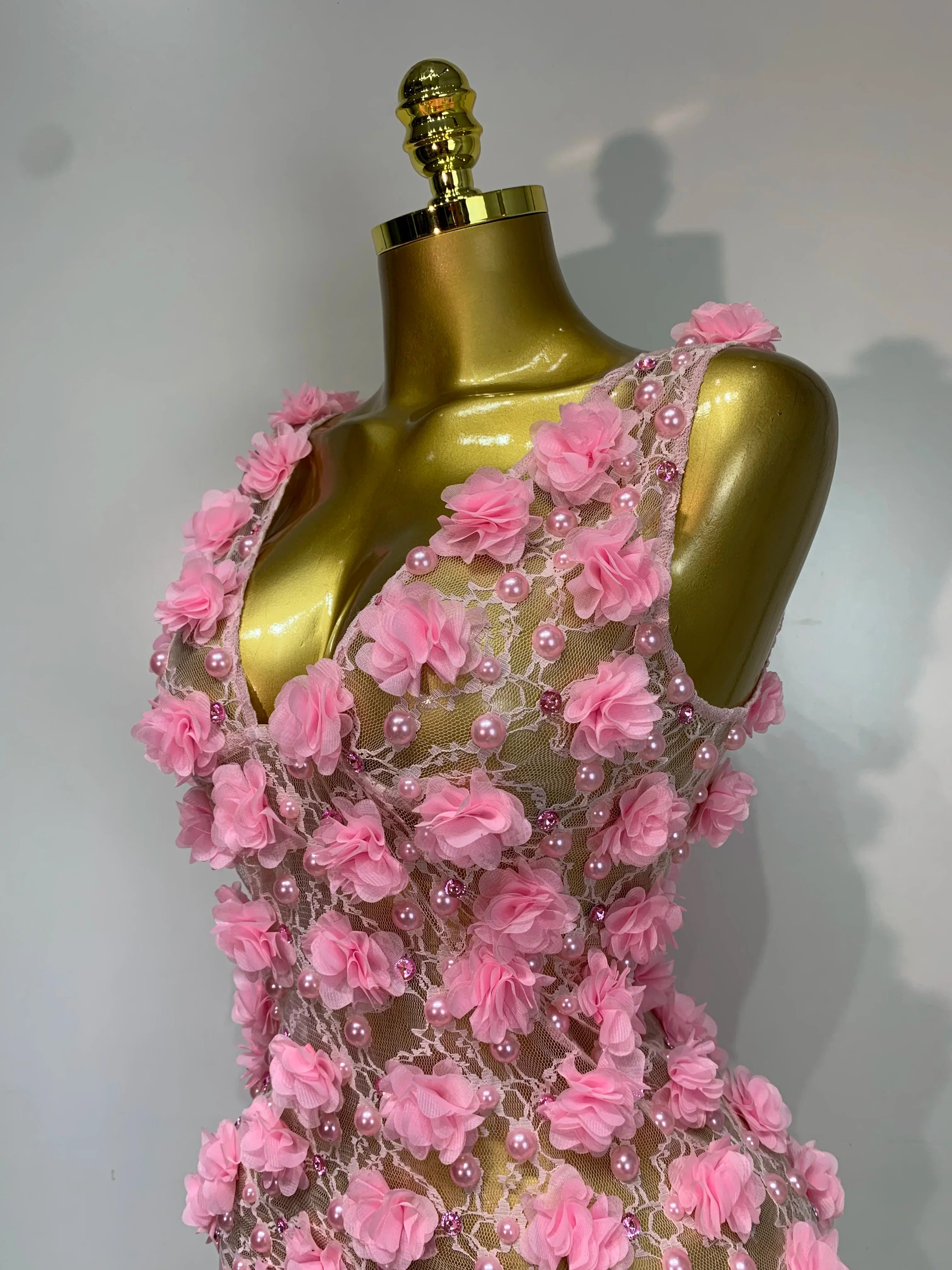 Flower Pearls Mini Dress