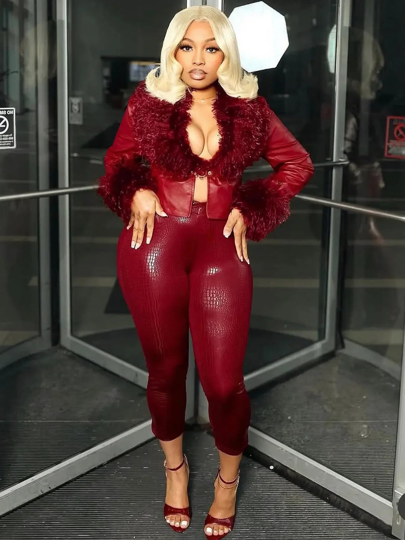 Leather Capri Pants Set