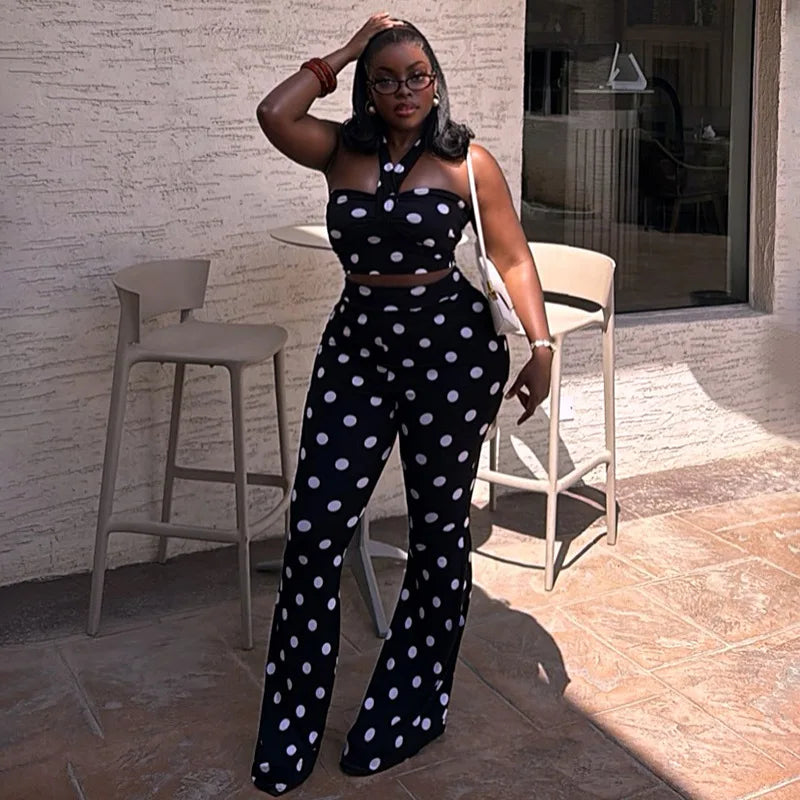 Polka Dot Flare Pant Set
