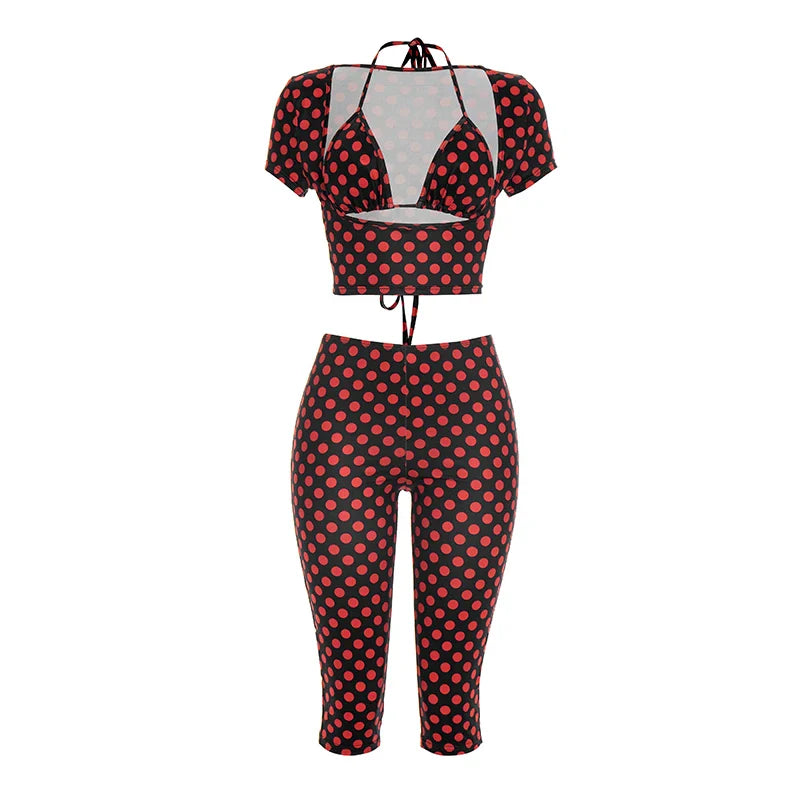 Polka Dot Print Capris Set