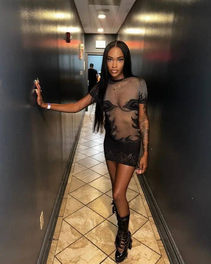 Flaming Hot Mesh Mini Dress