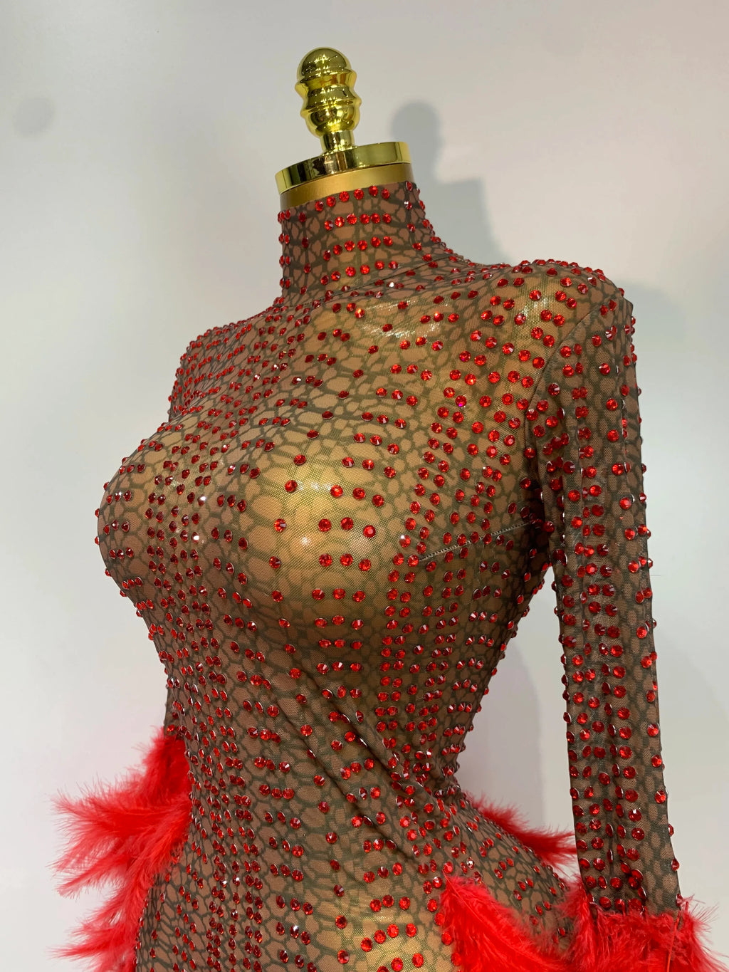 Abbi Mesh Feather Mini Dress
