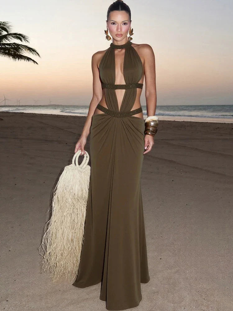 Lisa Backless Dress green
