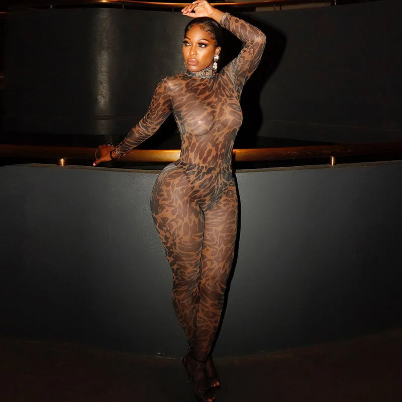 Wild Nights Leopard Mesh Pants Set